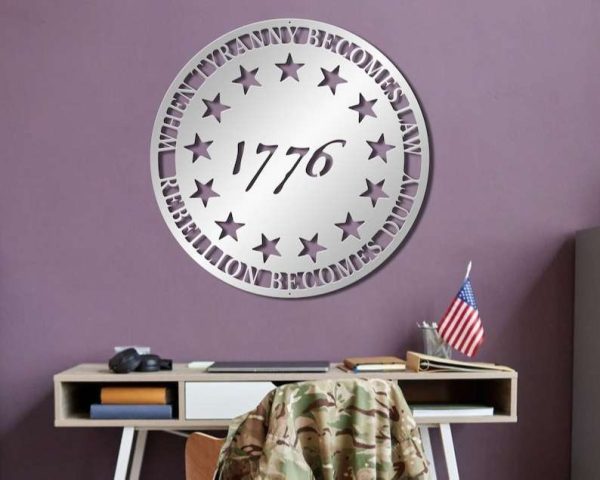 Personalized Patriotic 1776 Sign Rebellion Becomes Duty Independence Day Veteran Day Patriotic Decor Custom Metal Sign