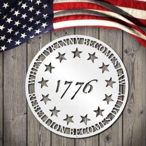 Personalized Patriotic 1776 Sign Rebellion Becomes Duty Independence Day Veteran Day Patriotic Decor Custom Metal Sign