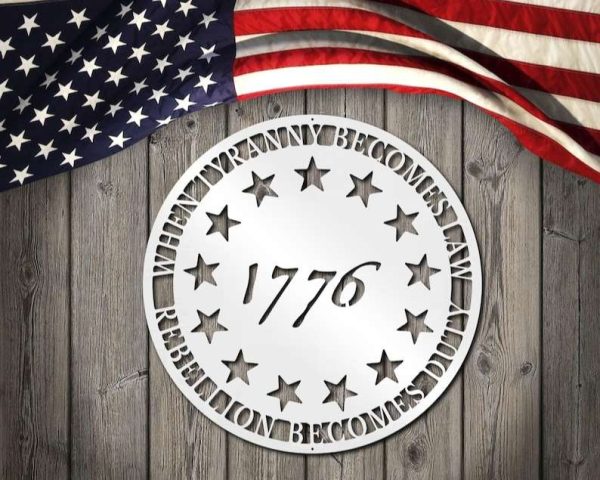 Personalized Patriotic 1776 Sign Rebellion Becomes Duty Independence Day Veteran Day Patriotic Decor Custom Metal Sign