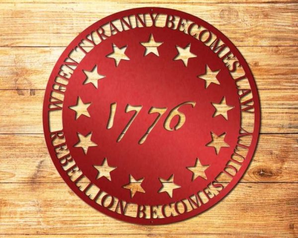 Personalized Patriotic 1776 Sign Rebellion Becomes Duty Independence Day Veteran Day Patriotic Decor Custom Metal Sign