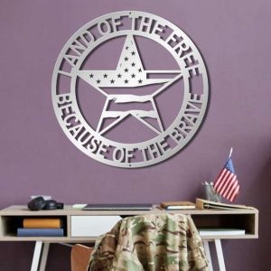 Personalized Patriotic Star Sign Home Of the Free Independence Day Veteran Day Patriotic Decor Custom Metal Sign 1