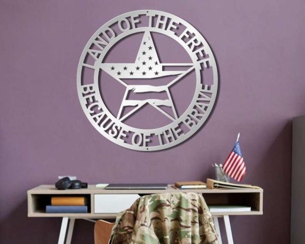 Personalized Patriotic Star Sign Home Of the Free Independence Day Veteran Day Patriotic Decor Custom Metal Sign