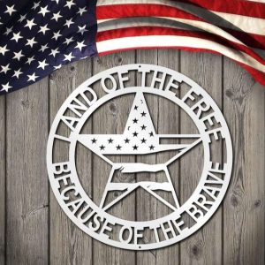 Personalized Patriotic Star Sign Home Of the Free Independence Day Veteran Day Patriotic Decor Custom Metal Sign 2