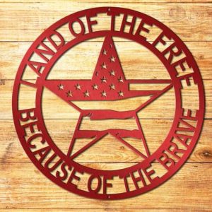 Personalized Patriotic Star Sign Home Of the Free Independence Day Veteran Day Patriotic Decor Custom Metal Sign