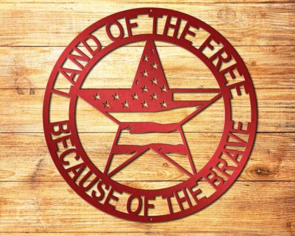 Personalized Patriotic Star Sign Home Of the Free Independence Day Veteran Day Patriotic Decor Custom Metal Sign