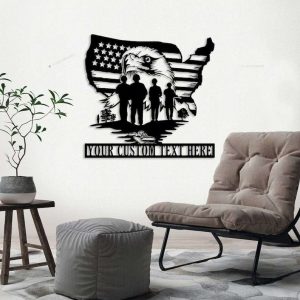 Personalized Patriotic US Eagle Military Sign Independence Day Veteran Day Patriotic Decor Custom Metal Sign 1