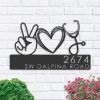Personalized Peace Love Nursing Nurse Address Sign House Number Plaque Custom Metal Sign 1