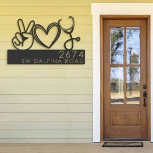 Personalized Peace Love Nursing Nurse Address Sign House Number Plaque Custom Metal Sign 2