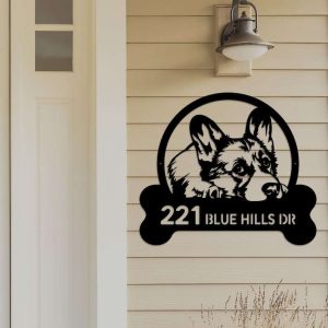 Personalized Pembroke Welsh Corgi Address Sign House Number Plaque Custom Metal Sign 1