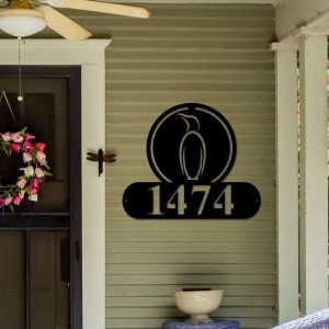 Personalized Penguin Address Sign House Number Plaque Custom Metal Sign 2