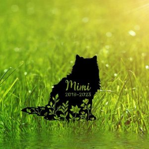 Personalized Persian Cat Memorial Sign Yard Stakes Floral Persian Cat Grave Marker Cemetery Decor Custom Metal Sign 3