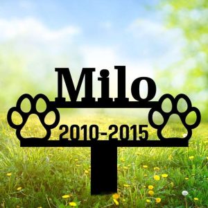 Personalized Pet Cat Dog Memorial Sign Yard Stakes Pet Grave Marker Cemetery Decor Custom Metal Sign