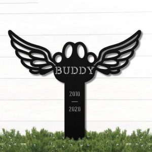 Personalized Pet Cat Dog Memorial Sign Yard Stakes Pet Grave Marker Cemetery Decor Custom Metal Sign 2 1