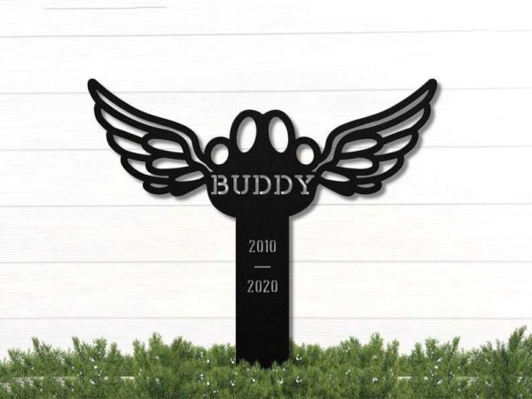 Personalized Pet Cat Dog Memorial Sign Yard Stakes Pet Grave Marker Cemetery Decor Custom Metal Sign