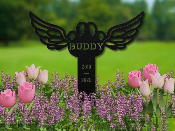 Personalized Pet Cat Dog Memorial Sign Yard Stakes Pet Grave Marker Cemetery Decor Custom Metal Sign