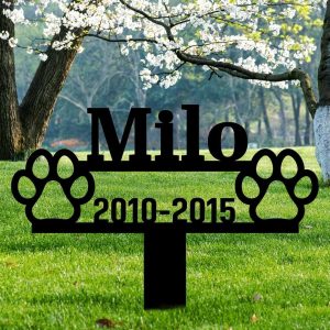 Personalized Pet Cat Dog Memorial Sign Yard Stakes Pet Grave Marker Cemetery Decor Custom Metal Sign 3