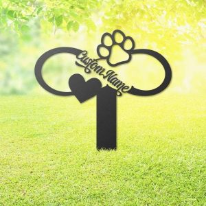 Personalized Pet Infinity Memorial Sign Yard Stakes Pet Grave Marker Cemetery Decor Custom Metal Sign 1