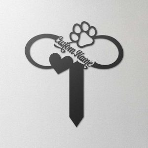 Personalized Pet Infinity Memorial Sign Yard Stakes Pet Grave Marker Cemetery Decor Custom Metal Sign 2