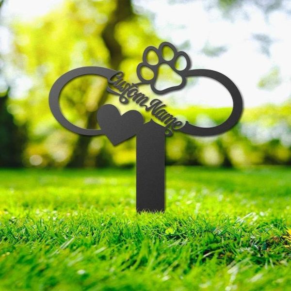 Personalized Pet Infinity Memorial Sign Yard Stakes Pet Grave Marker Cemetery Decor Custom Metal Sign