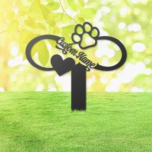 Personalized Pet Infinity Memorial Sign Yard Stakes Pet Grave Marker Cemetery Decor Custom Metal Sign 4