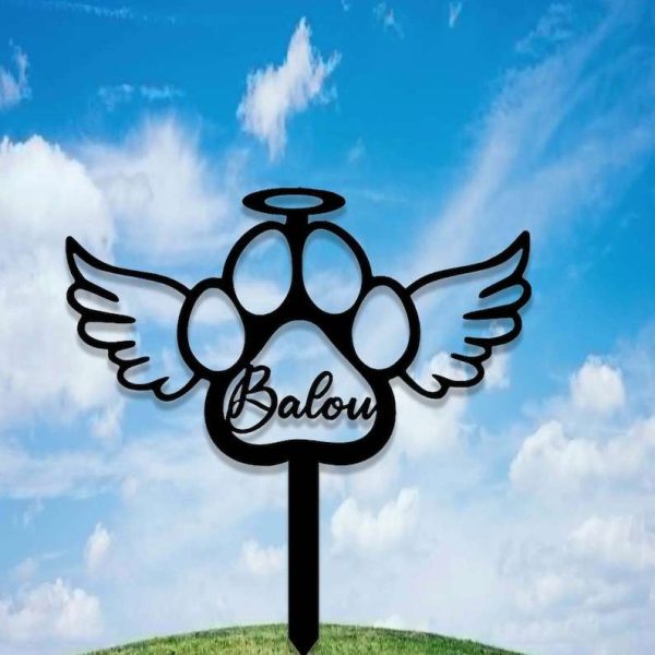 Personalized Pet Pawprints Memorial Sign Yard Stakes Grave Marker Cemetery Decor Custom Metal Sign