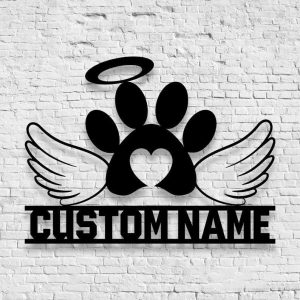 Personalized Pet Wings Memorial Sign Cat Remember Name Custom Metal Sign 3