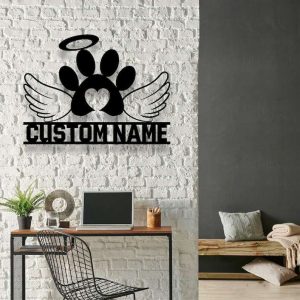 Personalized Pet Wings Memorial Sign Cat Remember Name Custom Metal Sign 4