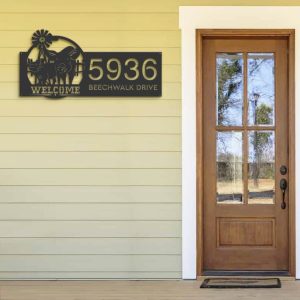 Personalized Pigs Farmhouse Animal Ranch Address Sign House Number Plaque Custom Metal Sign 3