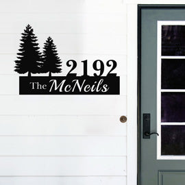 Personalized Pine Tree Family Name Address Sign House Number Plaque Custom Metal Sign