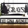 Personalized Pine Trees Address Sign Set of 2 Pieces House Number Plaque Custom Metal Sign 1 1
