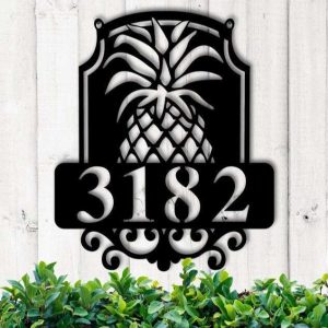 Personalized Pineapple Address Sign House Number Plaque Custom Metal Sign