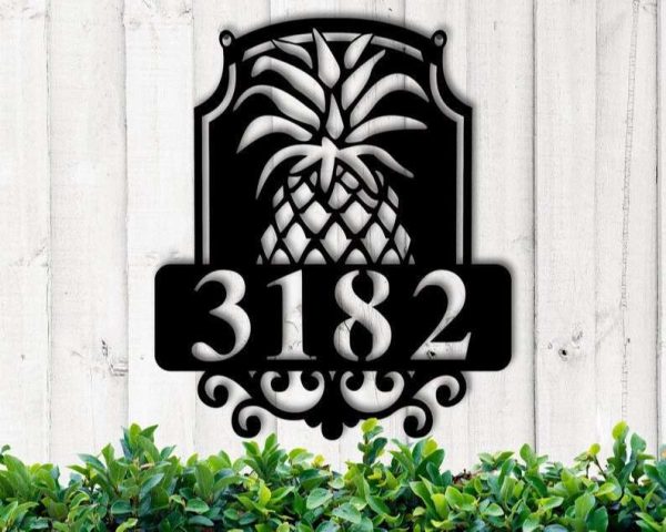 Personalized Pineapple Address Sign House Number Plaque Custom Metal Sign