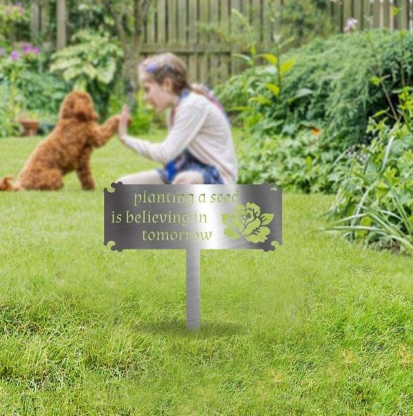 Personalized Planting A Seed Is Believing In Tomorrow Garden Decorative Custom Metal Sign