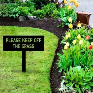 Personalized Please Keep Off The Grass Funny Garden Decorative Custom Metal Sign 1