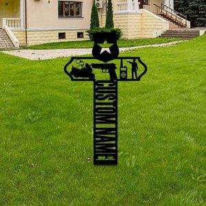 Personalized Policaman Memorial Sign Yard Stakes Policaman Grave Marker Cemetery Decor Custom Metal Sign 4