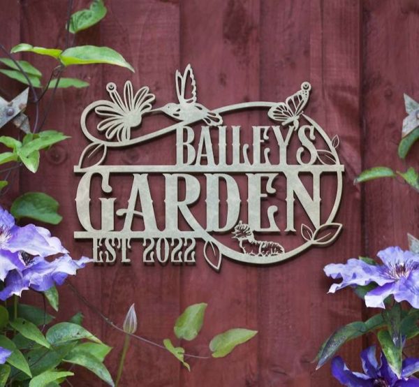 Personalized Pollinators Garden Butterfly Hummingbird Worm Decorative Custom Metal Sign