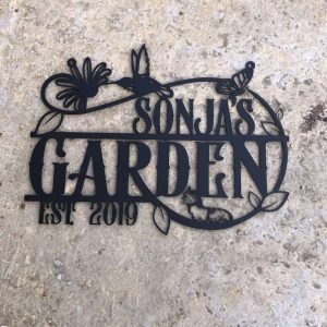 Personalized Pollinators Garden Butterfly Hummingbird Worm Decorative Custom Metal Sign