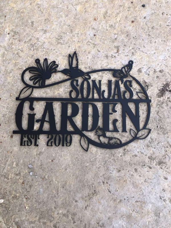 Personalized Pollinators Garden Butterfly Hummingbird Worm Decorative Custom Metal Sign