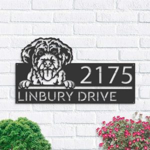 Personalized Portuguese Water Dog Cute Puppy Address Sign House Number Plaque Custom Metal Sign 1