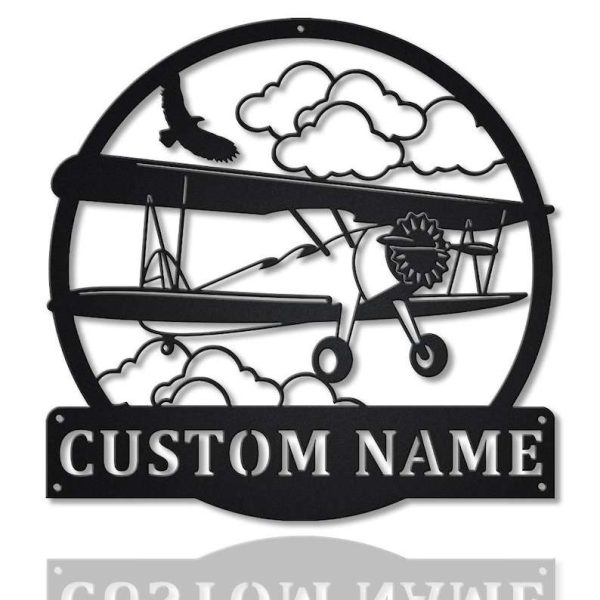 Personalized Propeller Airplane Sign Aircraft Hangar Pilot Name Sign Airforce Patriotic Decor Gift Custom Metal Sign