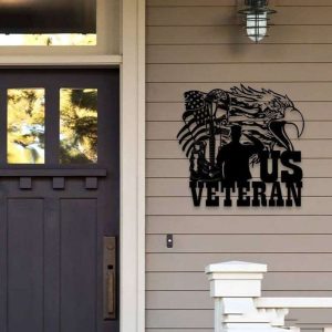 Personalized Proud US Veteran Sign Independence Day Veteran Day Patriotic Decor Gift Custom Metal Sign