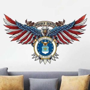 Personalized Proudly Served Army Sign USA Bald Eagle Independence Day Veteran Day Home Decor Gift for Patriot Custom Metal Sign 1