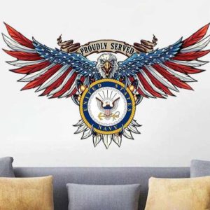 Personalized Proudly Served Army Sign USA Bald Eagle Independence Day Veteran Day Home Decor Gift for Patriot Custom Metal Sign