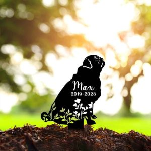 Personalized Pugs Memorial Sign Yard Stakes Floral Pugs Grave Marker Cemetery Decor Custom Metal Sign 3