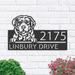 Personalized Pyrenean Mountain Dog Cute Puppy Address Sign House Number Plaque Custom Metal Sign 1