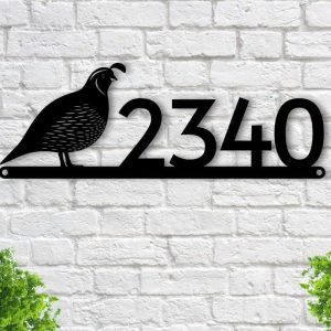 Personalized Quail Bird Address Sign House Number Plaque Custom Metal Sign 1