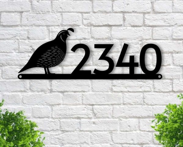 Personalized Quail Bird Address Sign House Number Plaque Custom Metal Sign