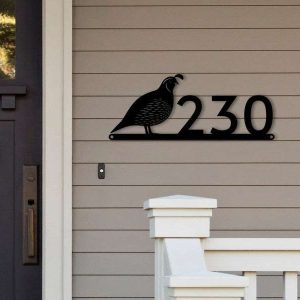 Personalized Quail Bird Address Sign House Number Plaque Custom Metal Sign