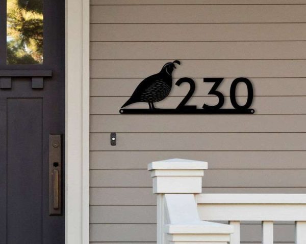 Personalized Quail Bird Address Sign House Number Plaque Custom Metal Sign