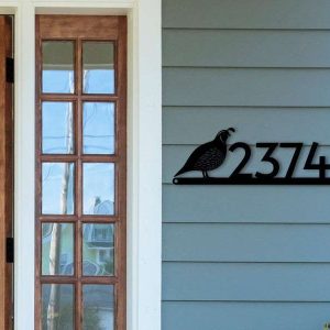 Personalized Quail Bird Address Sign House Number Plaque Custom Metal Sign 4